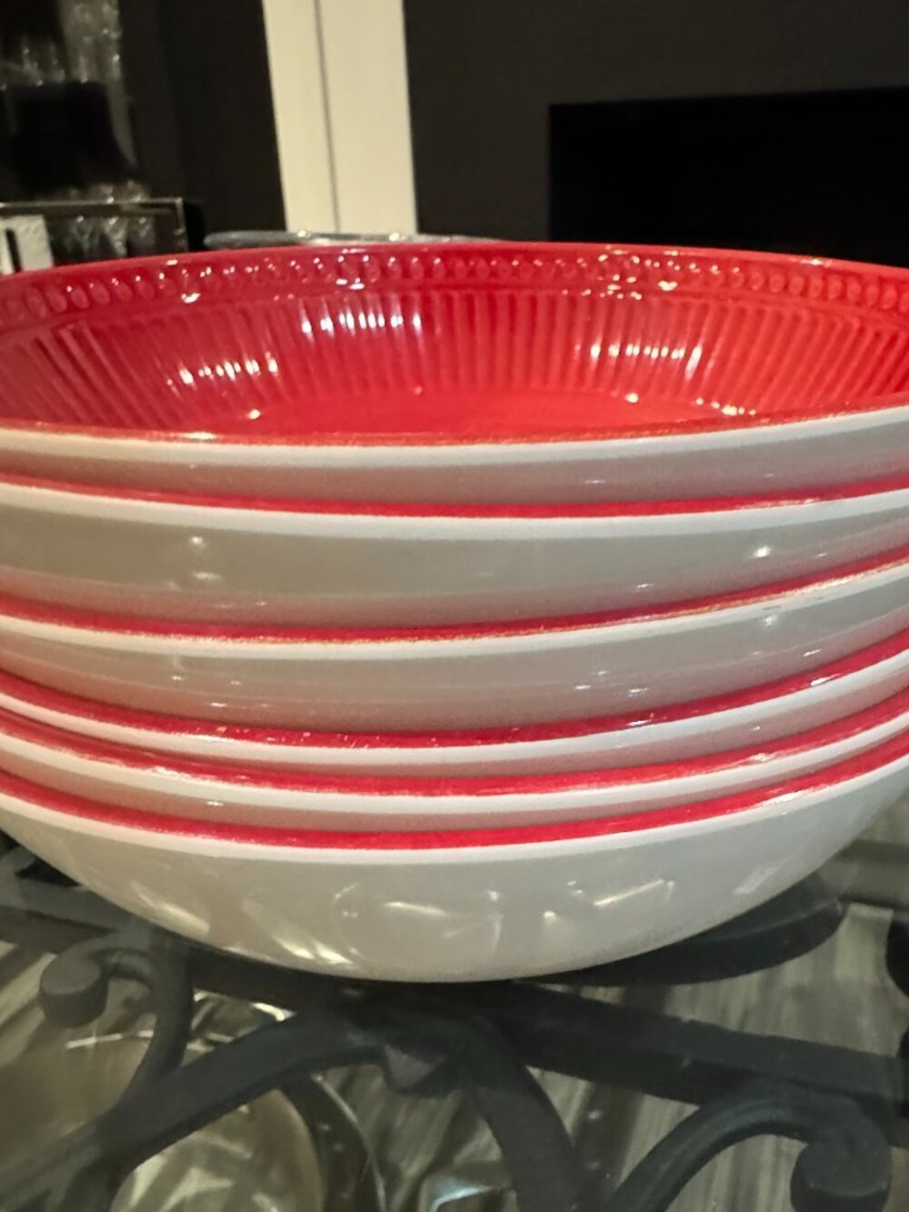 Williams Sonoma Red Melamine Serving Bowls, Set of 6, Outdoor / Patio Dining - Picture 3 of 5